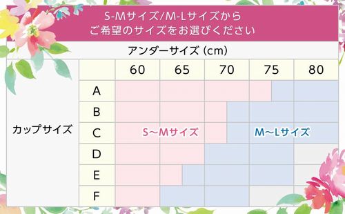 グラマラスタイルナイトブラのサイズ表の画像