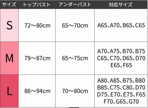 アップミースタイリングブラのサイズの画像